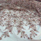 Beaded 3D Floral Lace Fabric
