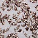 1 Yard Tulle Lace Fabric with Glitter Floral Design, 58" Wide