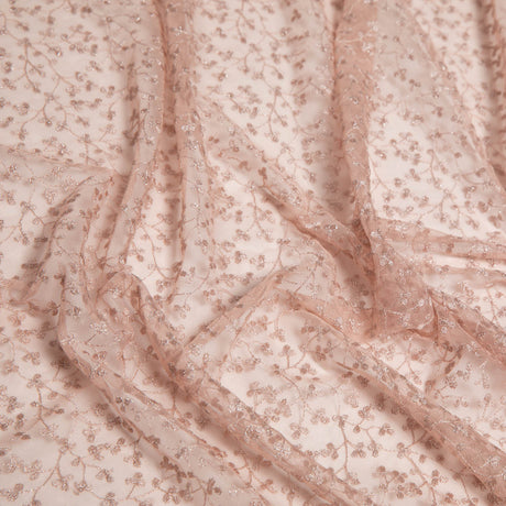 1 Yard Exquisite Mesh Lace Fabric with Metallic Embroidered Floral Pattern 52" Wide