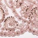 1 Yard Tulle Lace Fabric Embroidered with Sequins and Intricate Floral Pattern, 52" Wide