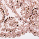 1 Yard 52" Wide Tulle Lace Fabric Embroidered with Beautiful Floral Sequin Patterns