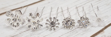 AB Silver Rhinestone Flower Hair Pins Bridal Bobby Pins 72 Pack