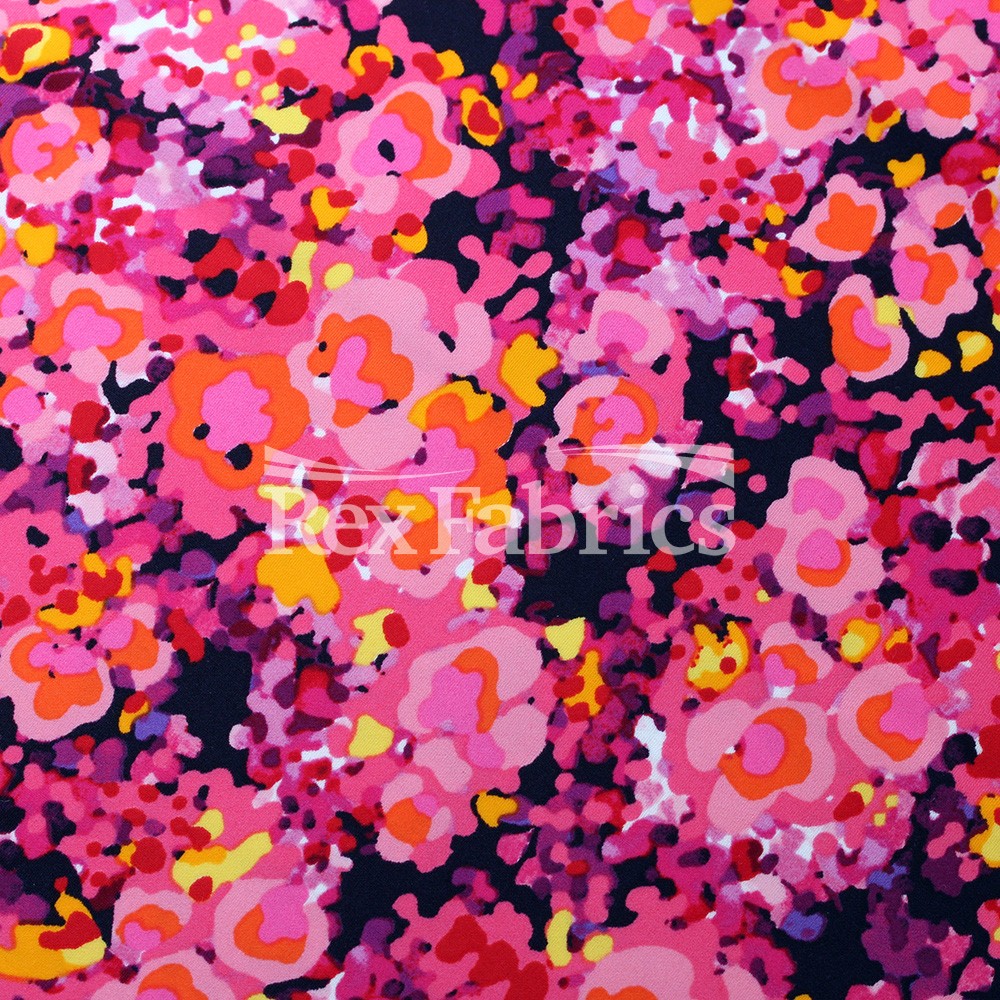 Boho Garden Nylon Spandex Fabric - Floral Garden Print, Warm Or Cool, 58/60" Width (1 Yard)