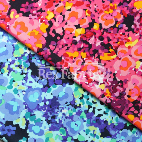 Boho Garden Nylon Spandex Fabric - Floral Garden Print, Warm Or Cool, 58/60" Width (1 Yard)