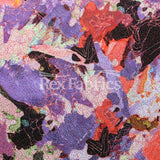 Boho Pretty Nylon Spandex Fabric - Gray, Purple, Floral Print, With Or Without Foil, 58/60" Width (1 Yard)