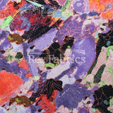 Boho Pretty Nylon Spandex Fabric - Gray, Purple, Floral Print, With Or Without Foil, 58/60" Width (1 Yard)