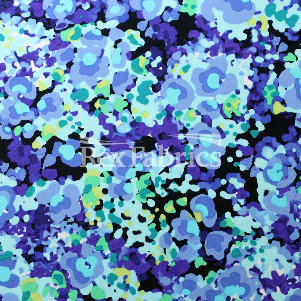 Boho Garden Nylon Spandex Fabric - Floral Garden Print, Warm Or Cool, 58/60" Width (1 Yard)