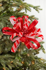 22 Inch Red & White Ribbon Flower Stem