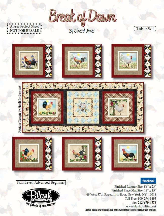 Quilting Cotton Break of Dawn Chickens Roosters and Butterflies Blank Quilting
