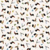 Quilting Cotton Break of Dawn Chickens Roosters and Butterflies Blank Quilting