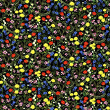 Quilting Cotton Break of Dawn Large Wildflowers Black