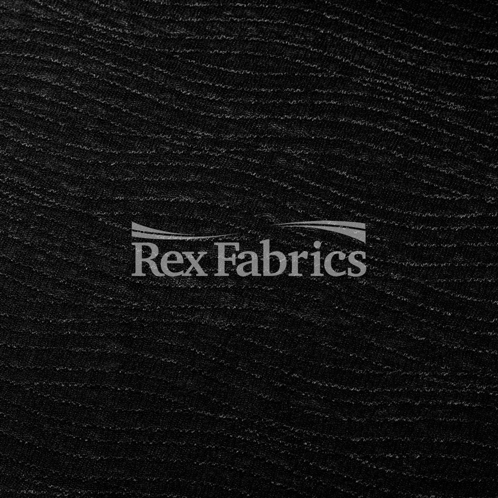 Breaker Mesh Polyester Spandex Mesh Fabric - Black, Wavy Texture, 58-60" Width (1 Yard)