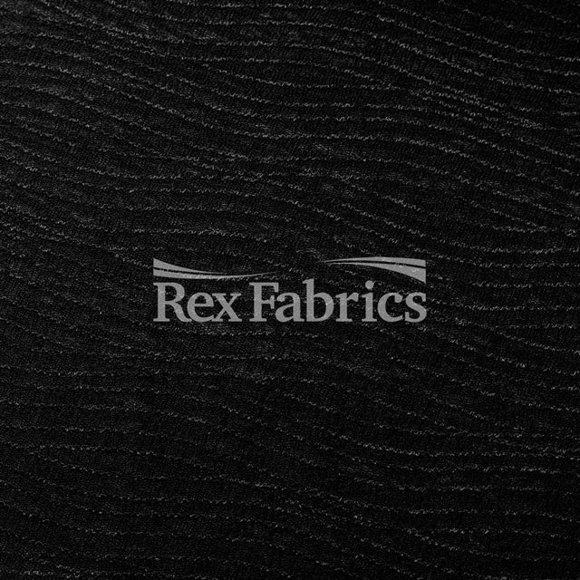 Breaker Mesh Polyester Spandex Mesh Fabric - Black, Wavy Texture, 58-60" Width (1 Yard)
