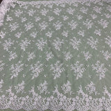 1 Yard Luxurious Beaded and Corded Bridal Lace Fabric Embroidered on Polyester Net Mesh 52 inch Width