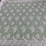 Beaded Corded Floral Lace Fabric 52" Scalloped Edges