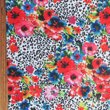 Swim Knit Bright Floral on Leopard 34" Remnant