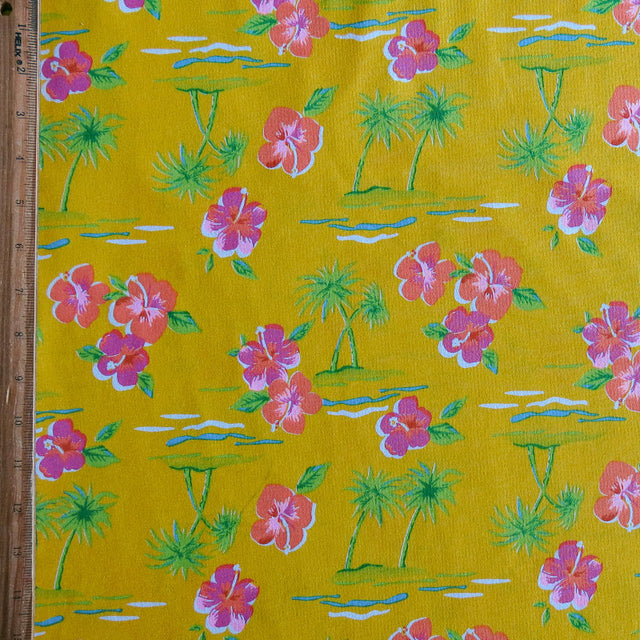 Cotton Jersey Knit Bright Hawaiian on Yellow