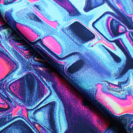 Stonehenge Nylon Spandex Fabric - Brite And Jewel, Geometric Abstract Print, 58-60" Width (1 Yard)