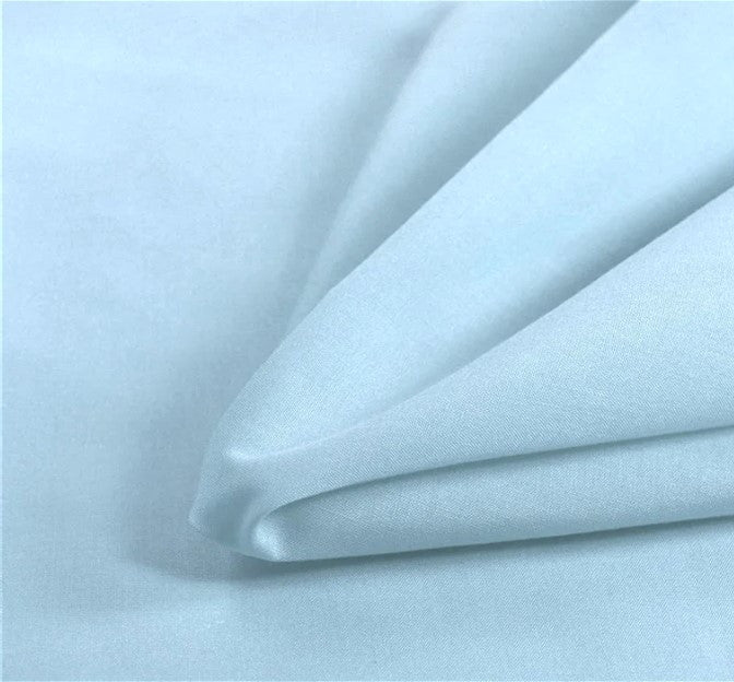 Broadcloth Solid Baby Blue Polyester Cotton Fabric - Baby Blue, Solid, 58/60" Width