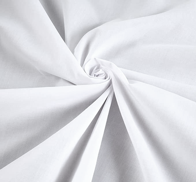 Broadcloth Solid White Broadcloth Fabric - White, 58/60" Width