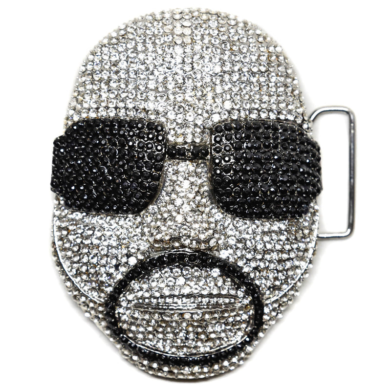 Rhinestone Skull Brooch with Sunglasses