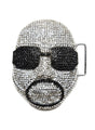 Rhinestone Skull Brooch with Sunglasses