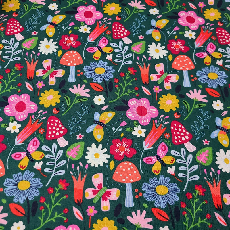 Quilting Cotton Mushroom Floral Brother Sister Design 100% Cotton