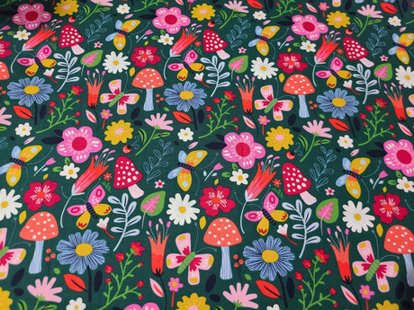 Quilting Cotton Mushroom Floral Brother Sister Design 100% Cotton
