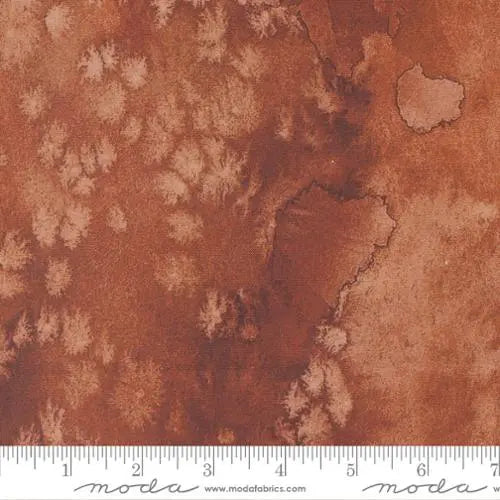Cotton Print Fabric Brown Red Wood Flow Watercolor Painting 44/45"