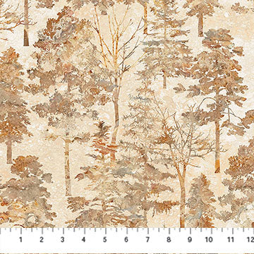 Cotton Print Brown Trees Rooted Stonehenge Fabric 44/45"
