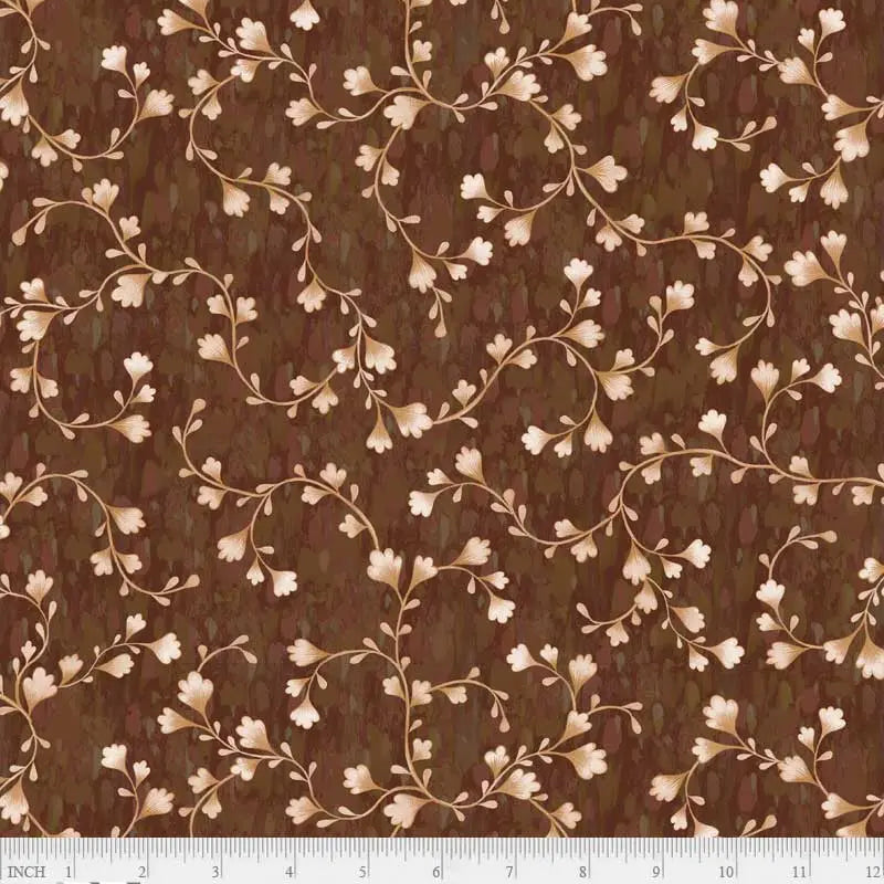 Cotton Wideback Fabric Brown Vine Scroll 108"