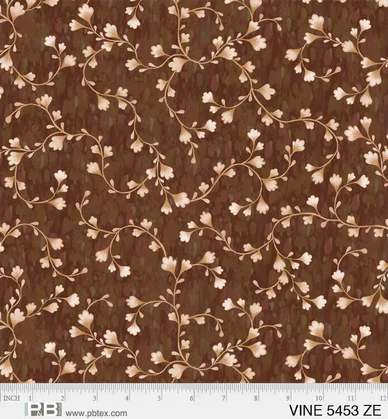 Cotton Wideback Fabric Brown Vine Scroll 108"