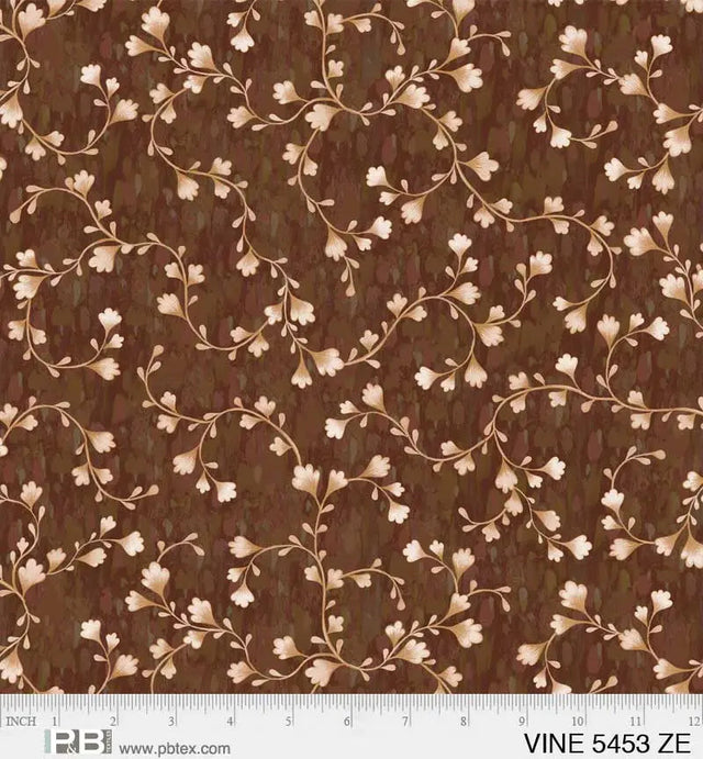 Cotton Wideback Fabric Brown Vine Scroll 108"