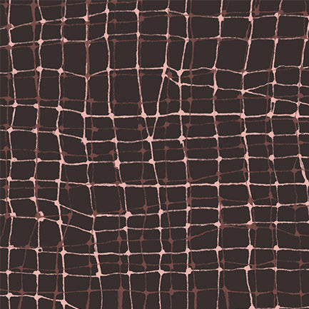 Brown Wiggly Plaid Cotton Fabric 44/45" Per Yard