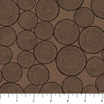 Cotton Fabric Brown Wood Pile Camping Therapy 44/45"