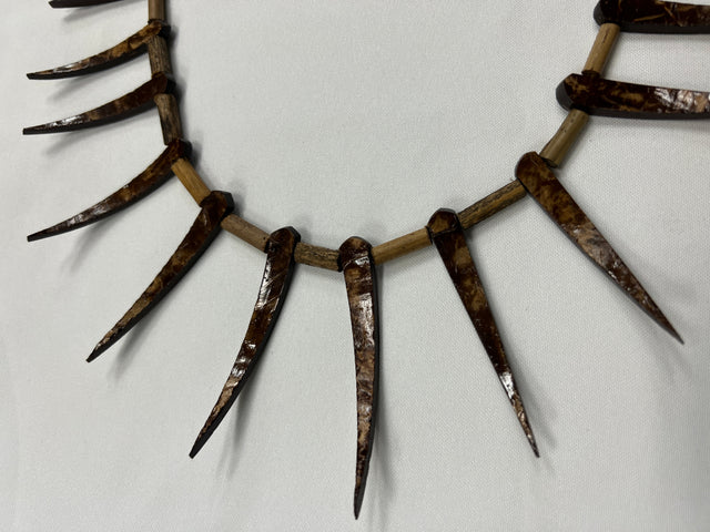 Brown Ula Nifo Necklace - Brown Polynesian Design, Spikes Facing Upwards, Spikes Facing To The Sides (1 Piece)