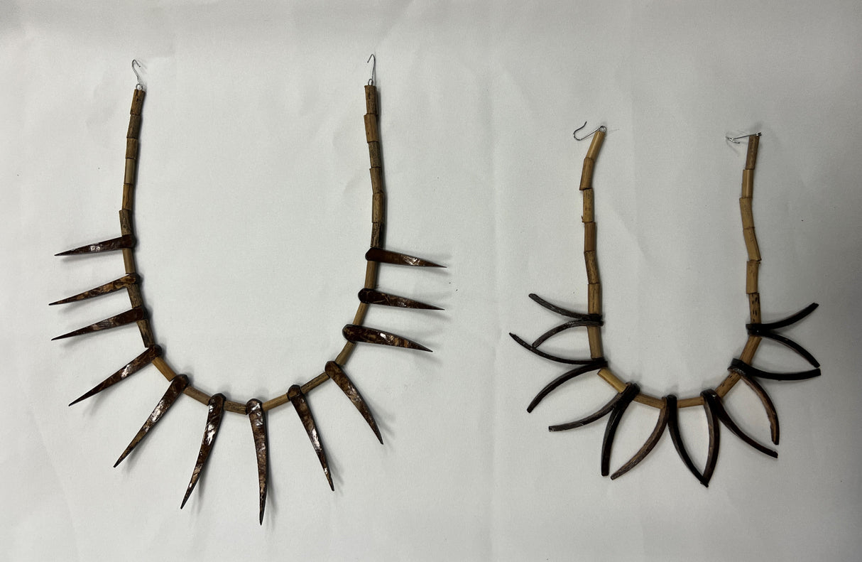 Brown Ula Nifo Necklace - Brown Polynesian Design, Spikes Facing Upwards, Spikes Facing To The Sides (1 Piece)