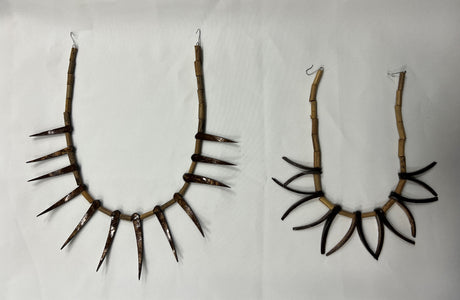 Brown Ula Nifo Necklace - Brown Polynesian Design, Spikes Facing Upwards, Spikes Facing To The Sides (1 Piece)