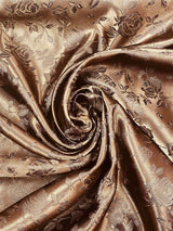 Brown Jacquard Satin Fabric - Brown Jacquard, 58"-60" Width