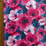 Swim Knit Brushstroke Peonies Pink/Navy Poly Spandex