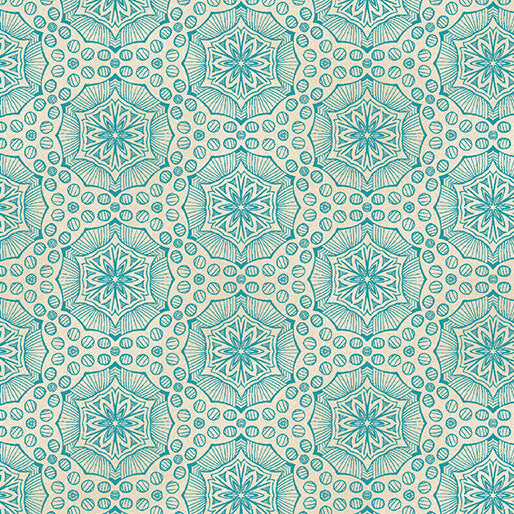 Cotton Quilting Fabric Bubbalon Caribe Ivory Ground Works 44/45"