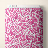 Cotton Print Bubblegum Roux Birds and Branches Fabric 44/45"