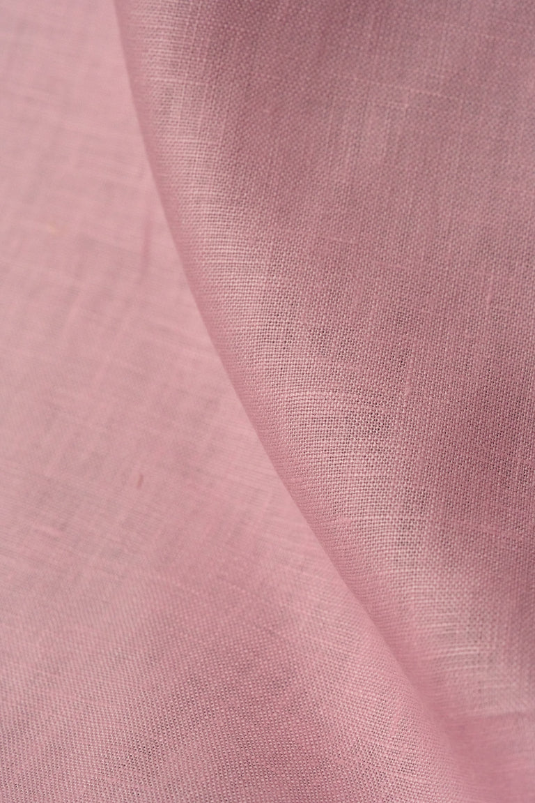 1 Yard Midweight Bubble Gum Pure Linen Fabric, Softened 5.5 oz Solid Weave 54 Inch