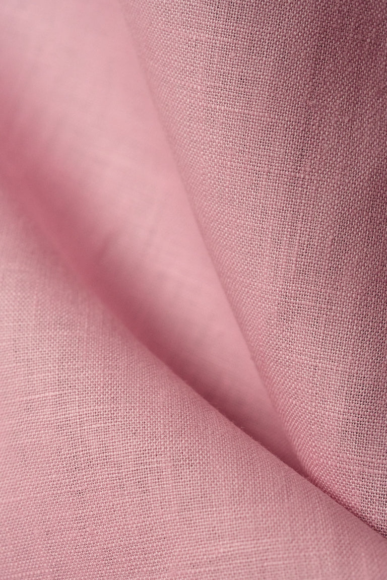1 Yard Midweight Bubble Gum Pure Linen Fabric, Softened 5.5 oz Solid Weave 54 Inch