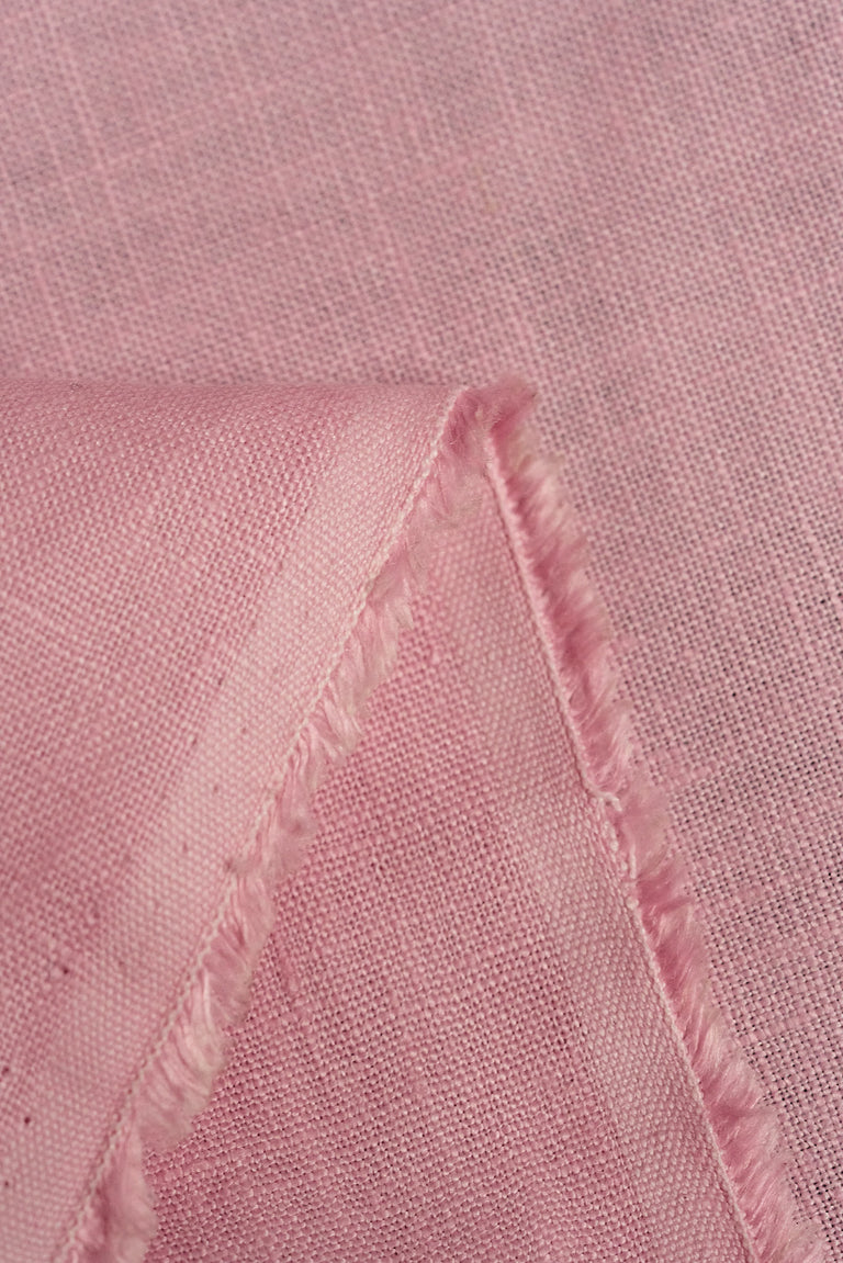 1 Yard Midweight Bubble Gum Pure Linen Fabric, Softened 5.5 oz Solid Weave 54 Inch