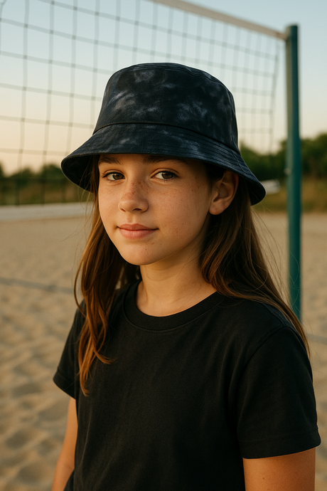 Bucket Hats 100 Percent Cotton Fabric - Black Tie Dye (1 Hat)