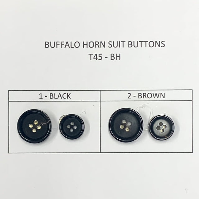 Buffalo Horn Suit Buttons - Black, Brown, Ligne 24, Ligne 32