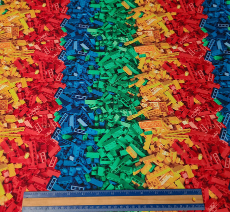 Quilting Cotton Rainbow Building Blocks Novelty Fabric