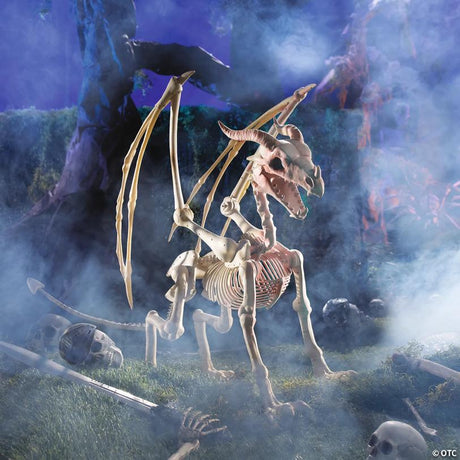 Bulk Set of 4 Halloween Dragon Skeleton Decorations, 49" Long