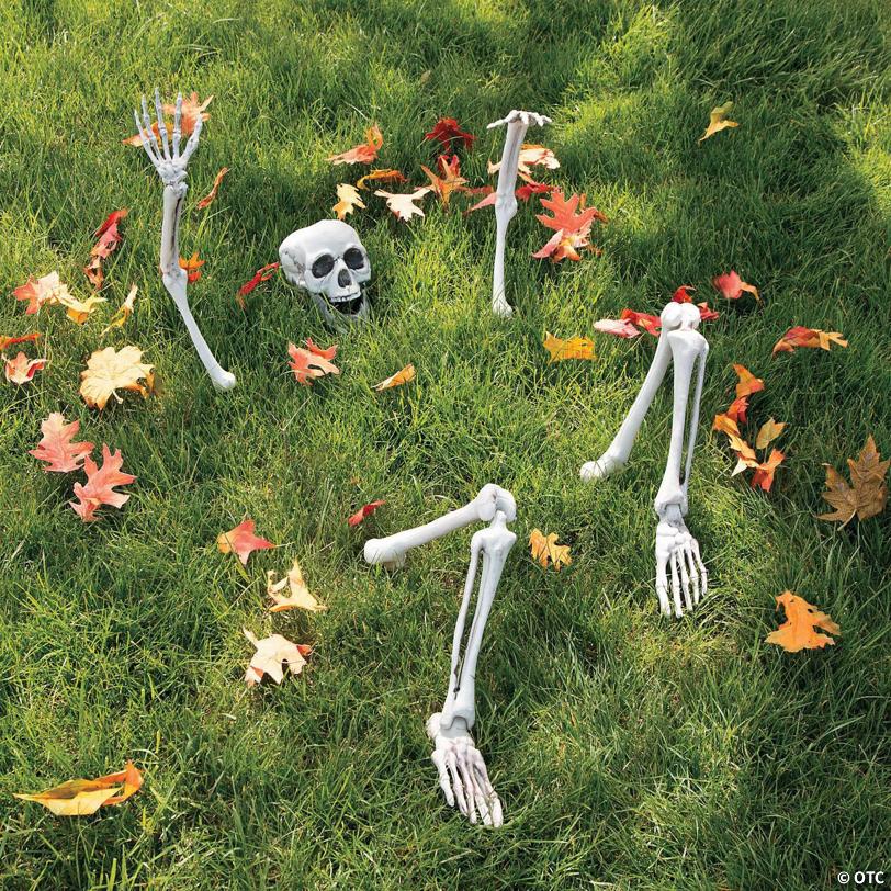 Bulk Life-Sized Buried Skeleton Yard Halloween Decorations – 3 pc